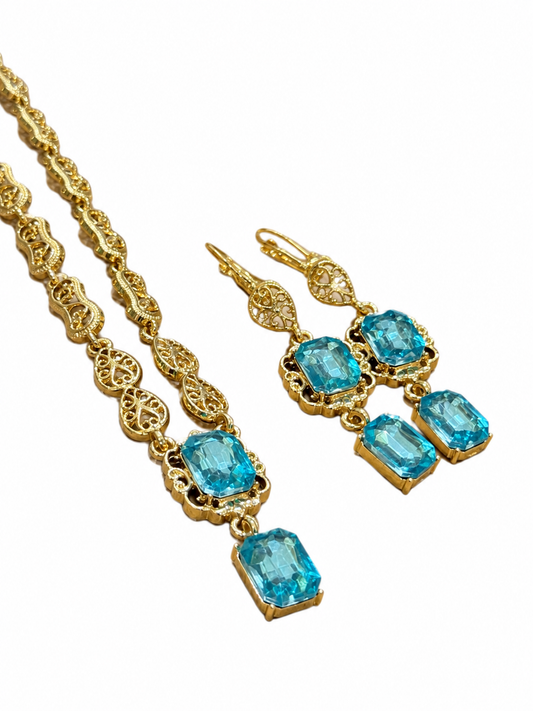 Sieraden set Laila Aqua blauw