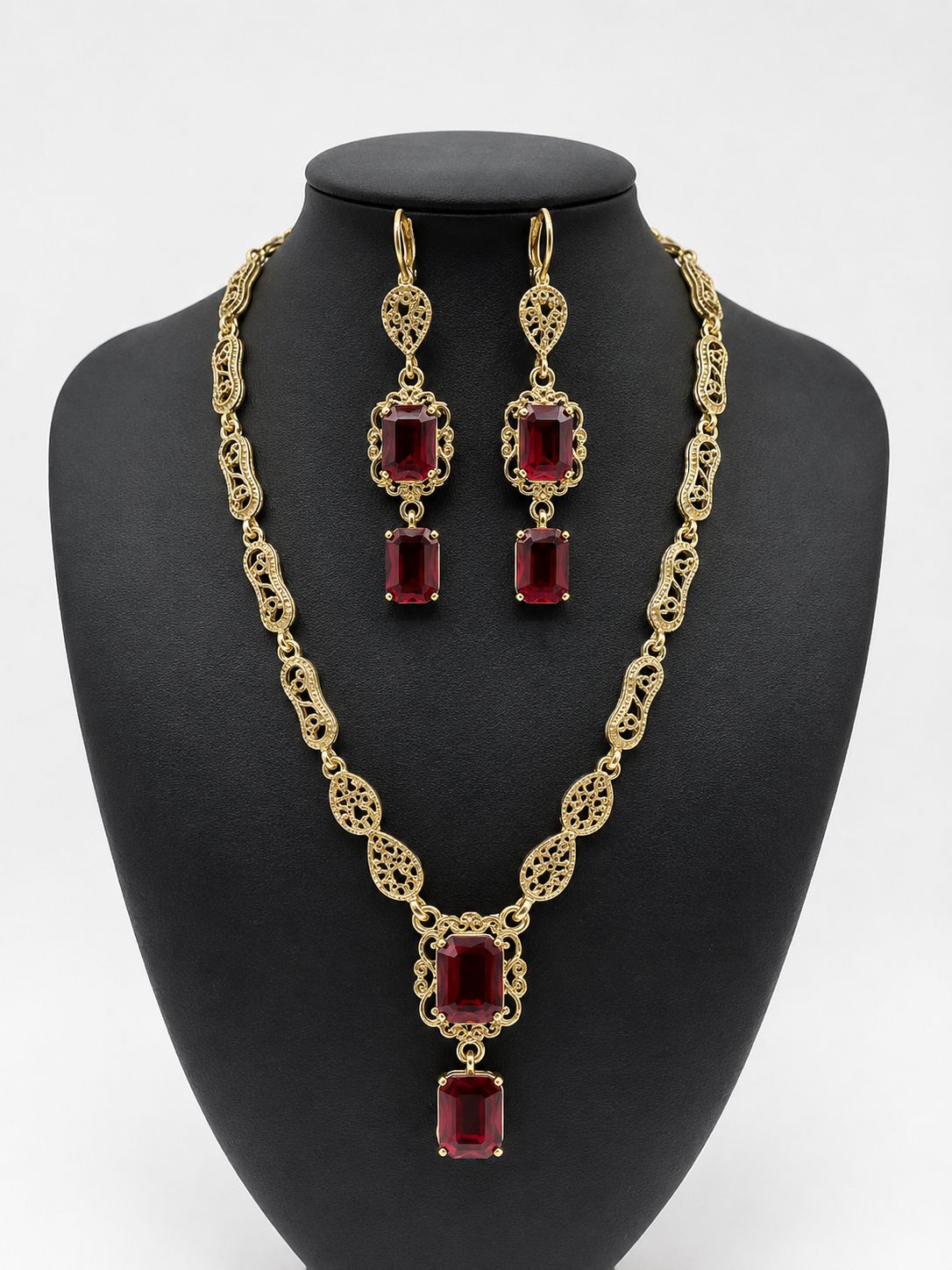 sieraden set laila bordeaux rood