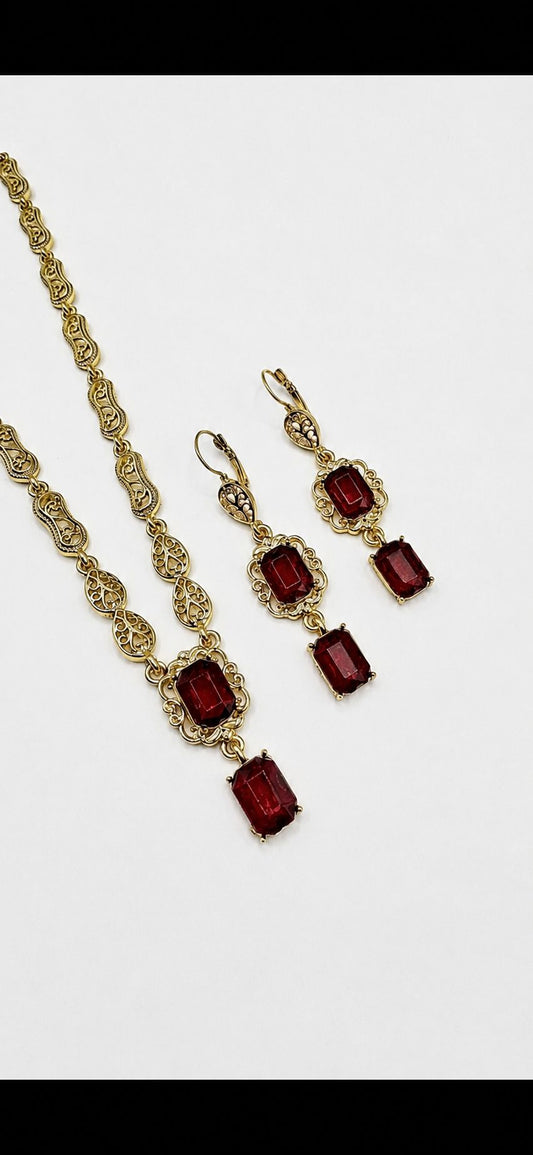 sieraden set laila bordeaux rood